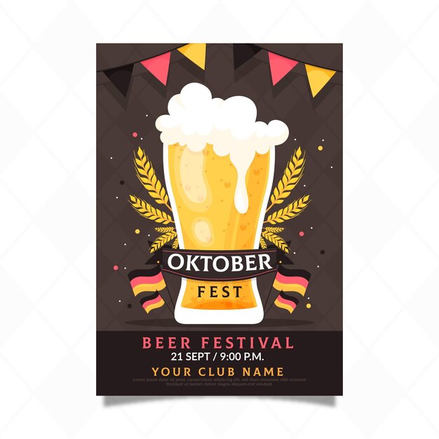 Flat oktoberfest festival poster