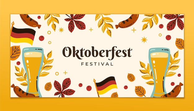 Modello di banner orizzontale piatto dell'oktoberfest