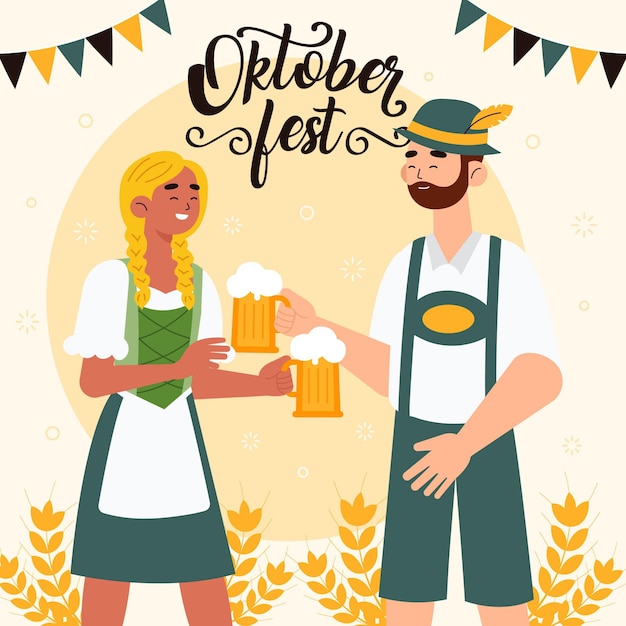 Flat oktoberfest illustration