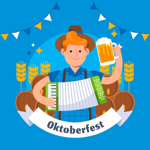 Vettore gratuito illustrazione piatta dell'oktoberfest