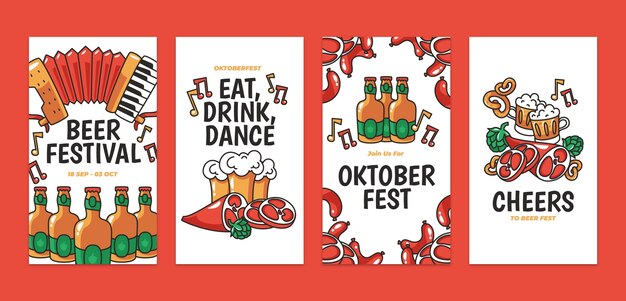 Flat oktoberfest instagram stories collection