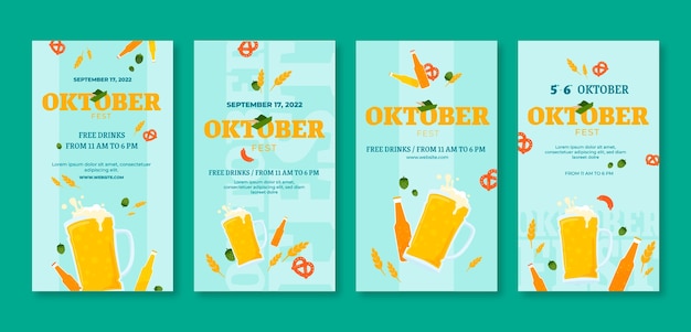 Flat oktoberfest instagram stories collection