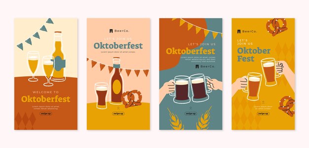 Flat oktoberfest instagram stories collection