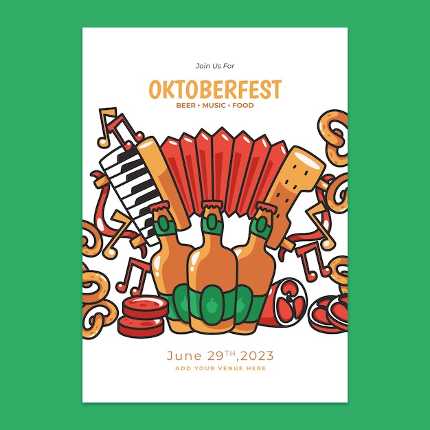 Flat oktoberfest invitation template