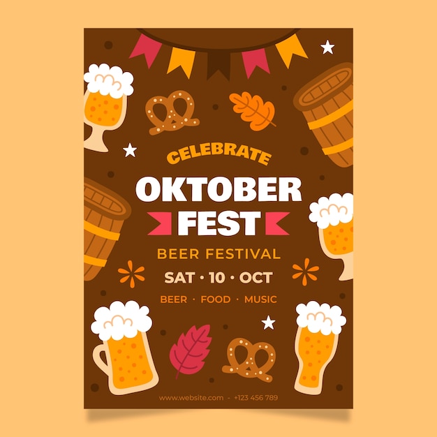 Flat oktoberfest invitation template