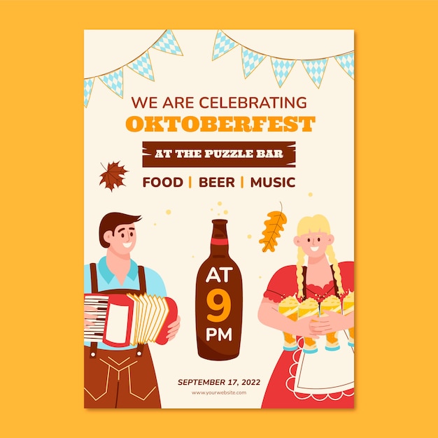 Free vector flat oktoberfest invitation template