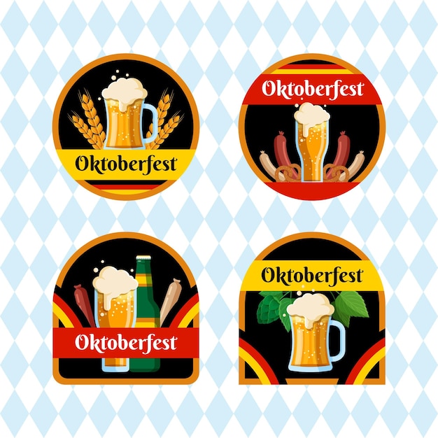 Vettore gratuito collezione di etichette piatte dell'oktoberfest