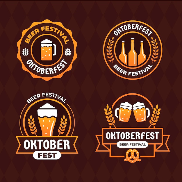 Vettore gratuito collezione di etichette piatte dell'oktoberfest