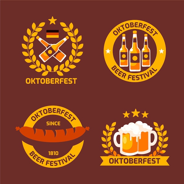 Flat oktoberfest labels collection