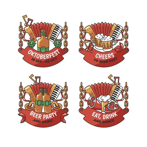 Free vector flat oktoberfest labels collection