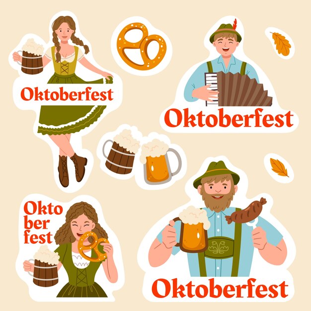 Flat oktoberfest labels collection