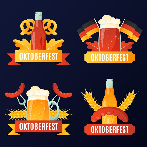 Flat oktoberfest labels collection