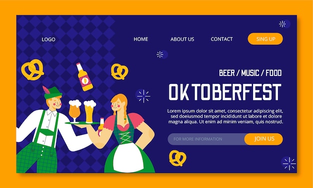 Flat oktoberfest landing page template