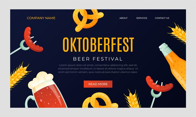 Free vector flat oktoberfest landing page template