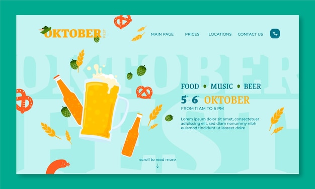 Modello di pagina di destinazione dell'oktoberfest piatto