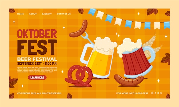 Free vector flat oktoberfest landing page template