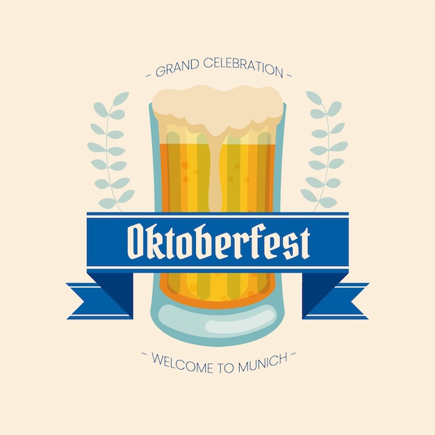 Flat oktoberfest logo template