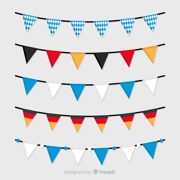 Flat oktoberfest national colours flag garland collection