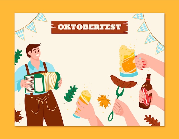 Vettore gratuito modello di photocall per l'oktoberfest piatto