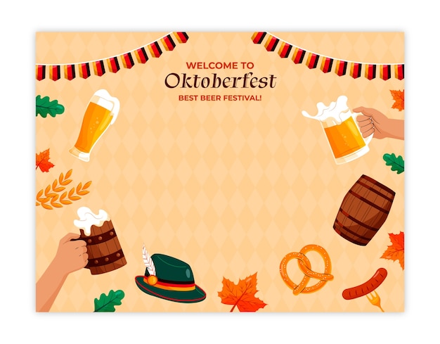 Vettore gratuito modello di photocall per l'oktoberfest piatto