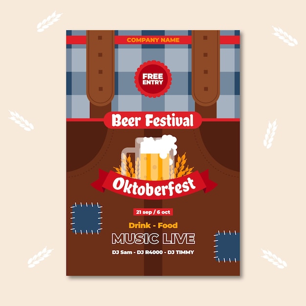 Free vector flat oktoberfest poster concept