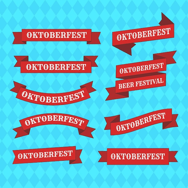 Free vector flat oktoberfest ribbons collection