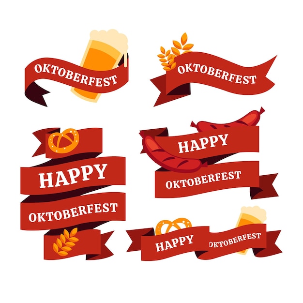 Free vector flat oktoberfest ribbons collection