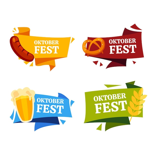 Flat oktoberfest ribbons collection