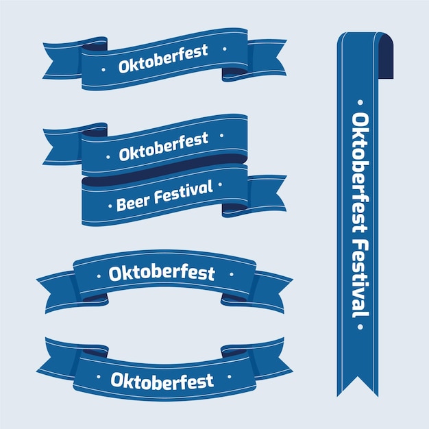 Free vector flat oktoberfest ribbons collection