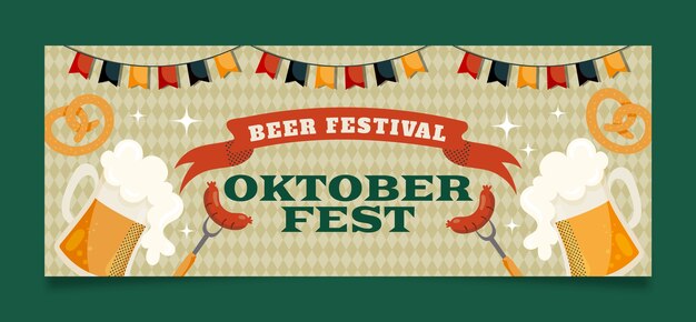 flat oktoberfest social media cover template