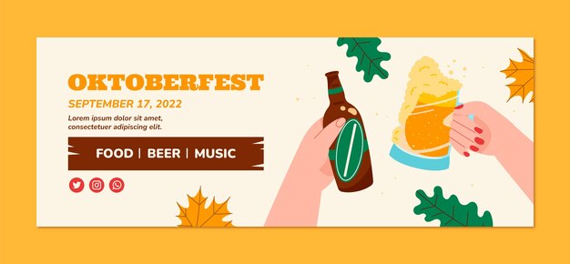 Flat oktoberfest social media cover template