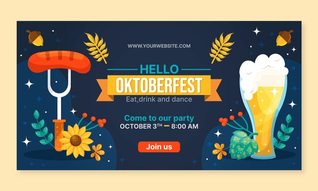 Flat oktoberfest social media promo template