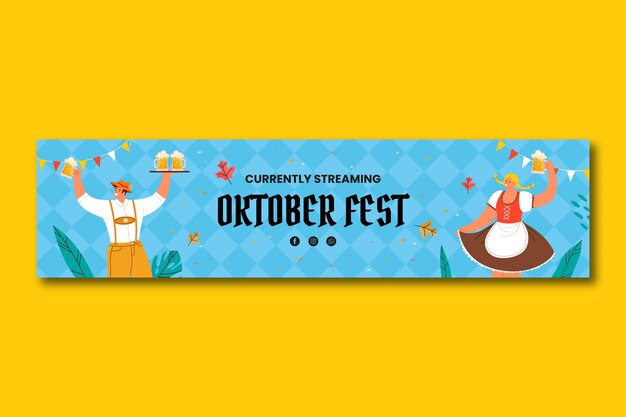 Flat oktoberfest twitch banner template