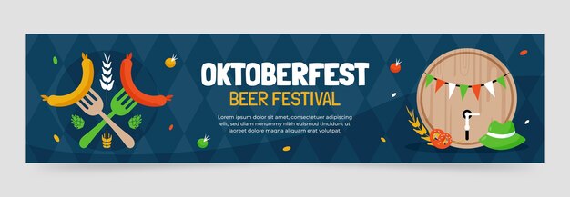 Бесплатное векторное изображение Плоский шаблон баннера oktoberfest twitch