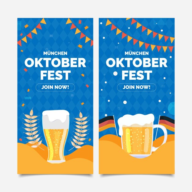 Set di banner verticali piatti oktoberfest