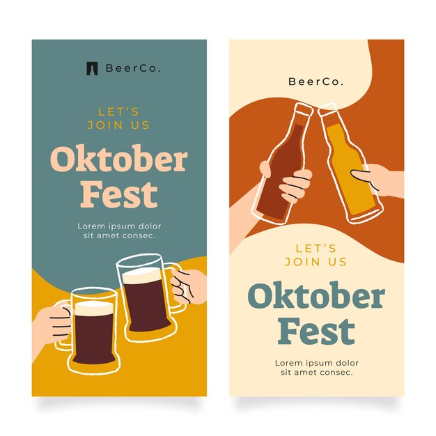 Flat oktoberfest vertical banners set