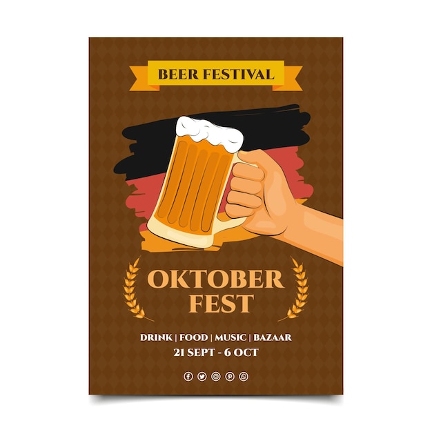 Flat oktoberfest vertical flyer template