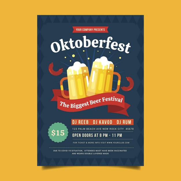flat oktoberfest vertical flyer template