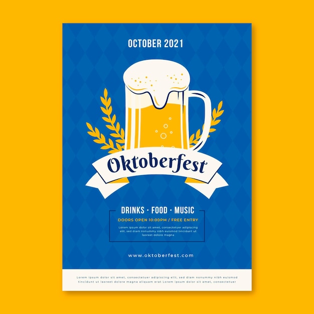 Modello di poster verticale piatto oktoberfest