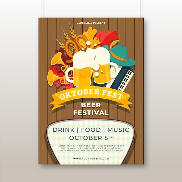 Flat oktoberfest vertical poster template