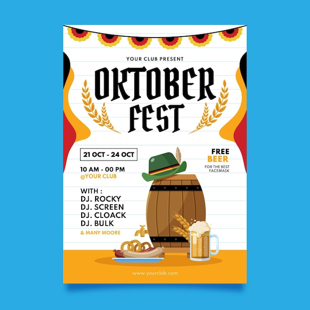 Modello di poster verticale piatto oktoberfest