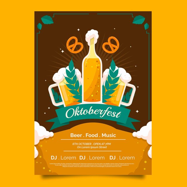 Modello di poster verticale piatto oktoberfest