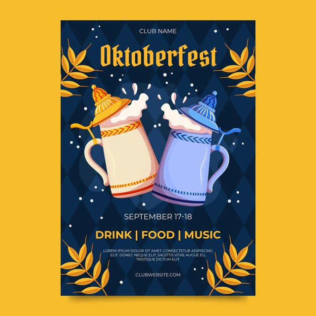 Vettore gratuito modello di poster verticale piatto oktoberfest