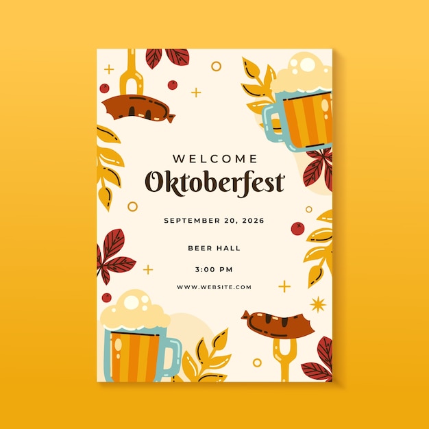 Vettore gratuito modello di poster verticale piatto oktoberfest