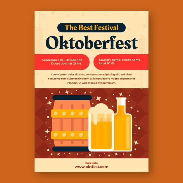 Flat oktoberfest vertical poster template