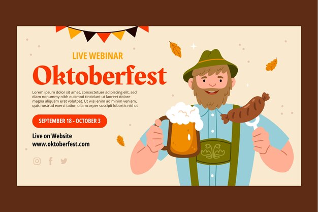 Flat oktoberfest webinar template