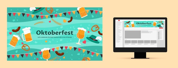 Free vector flat oktoberfest youtube channel art