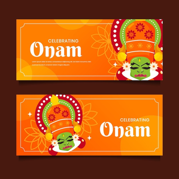 플랫 onam 배너 세트