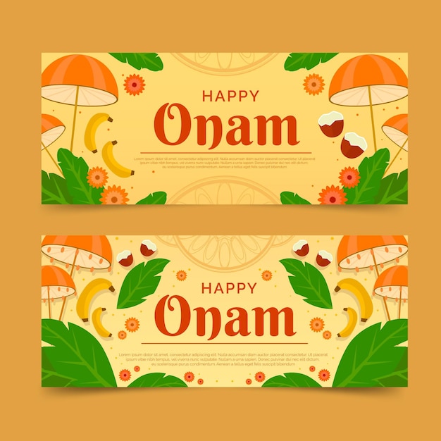 Free vector flat onam banners set