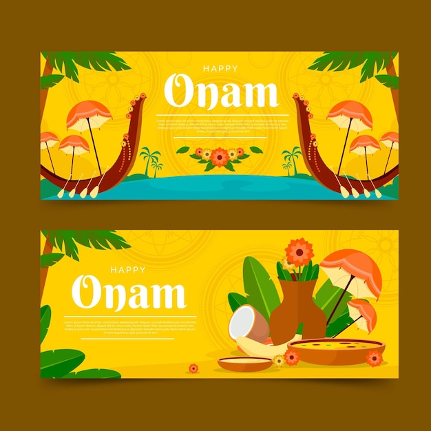 플랫 onam 배너 세트